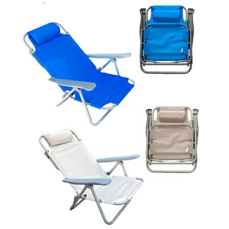 Spiaggina richiudibile con braccioli 42x48/61x22/81 cm - colore blu - HD casa