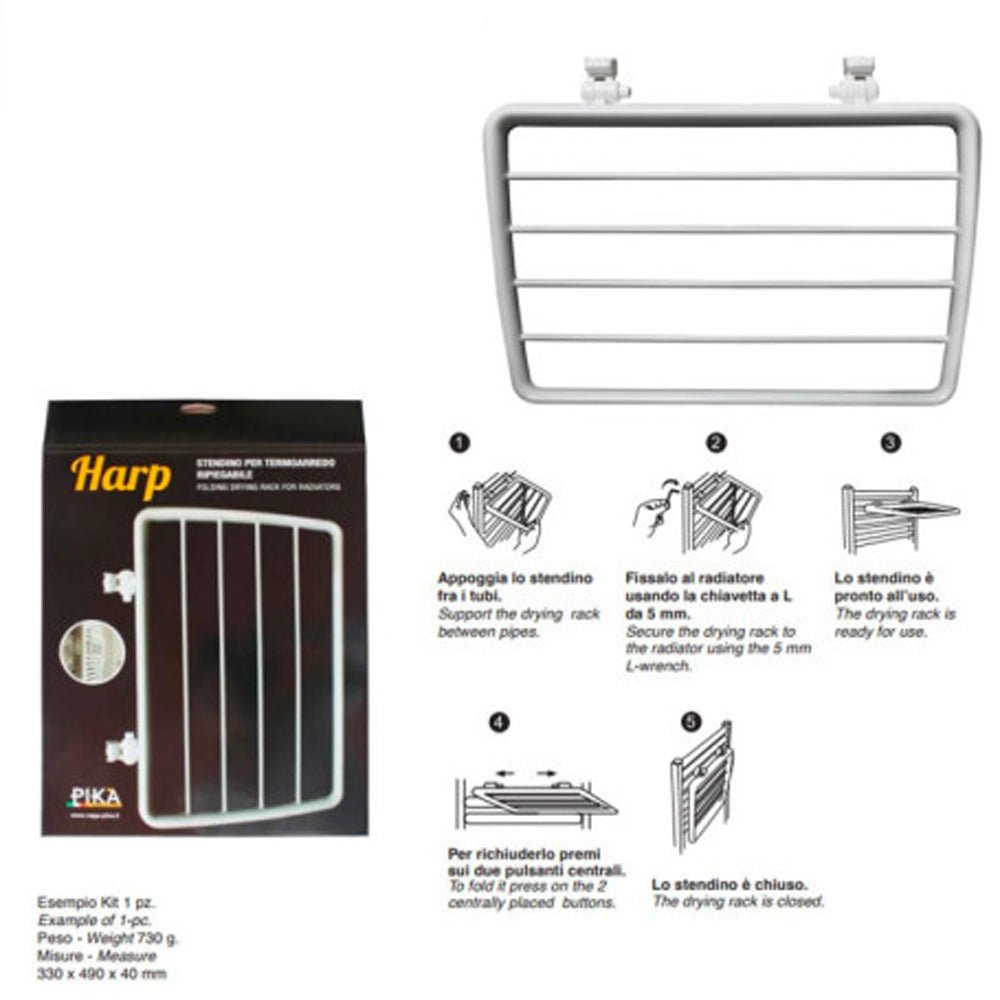Stendino richiudibile per termoarredo bianco 330 x 490 x 4 mm — PIKA - HD casa