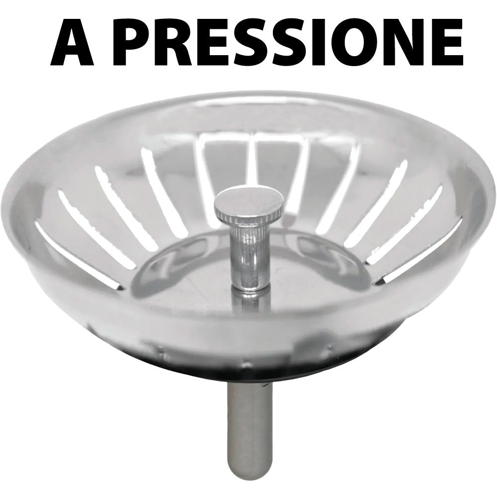Tappo cestello per lavello cucina INOX Ø80 mm - a pressione - HD casa