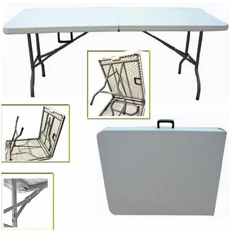 Tavolo da Giardino bianco riducibile a valigetta con maniglia - HD casa