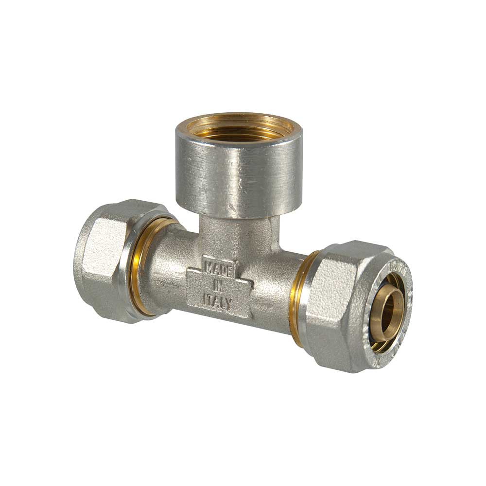 Tee femmina a compressione per tubo multistrato TDM Ø16 x 1/2" x Ø16 (2,0) mm - HD casa