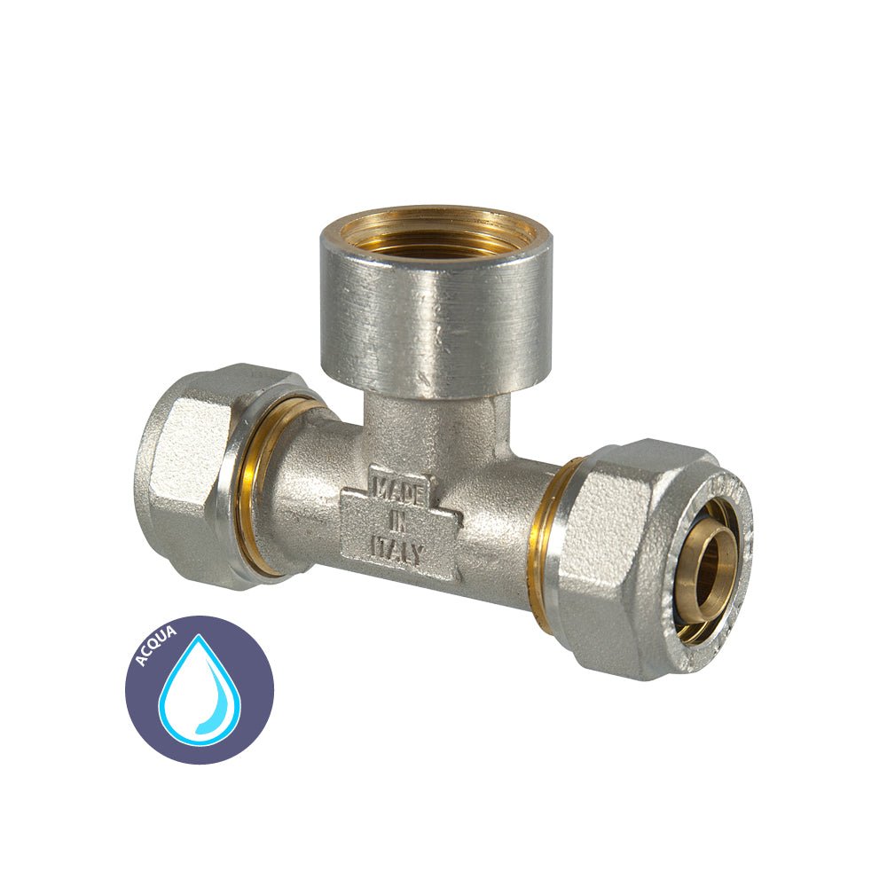 Tee femmina a compressione per tubo multistrato TDM Ø32 x 1" x Ø32 (3,0) mm - HD casa