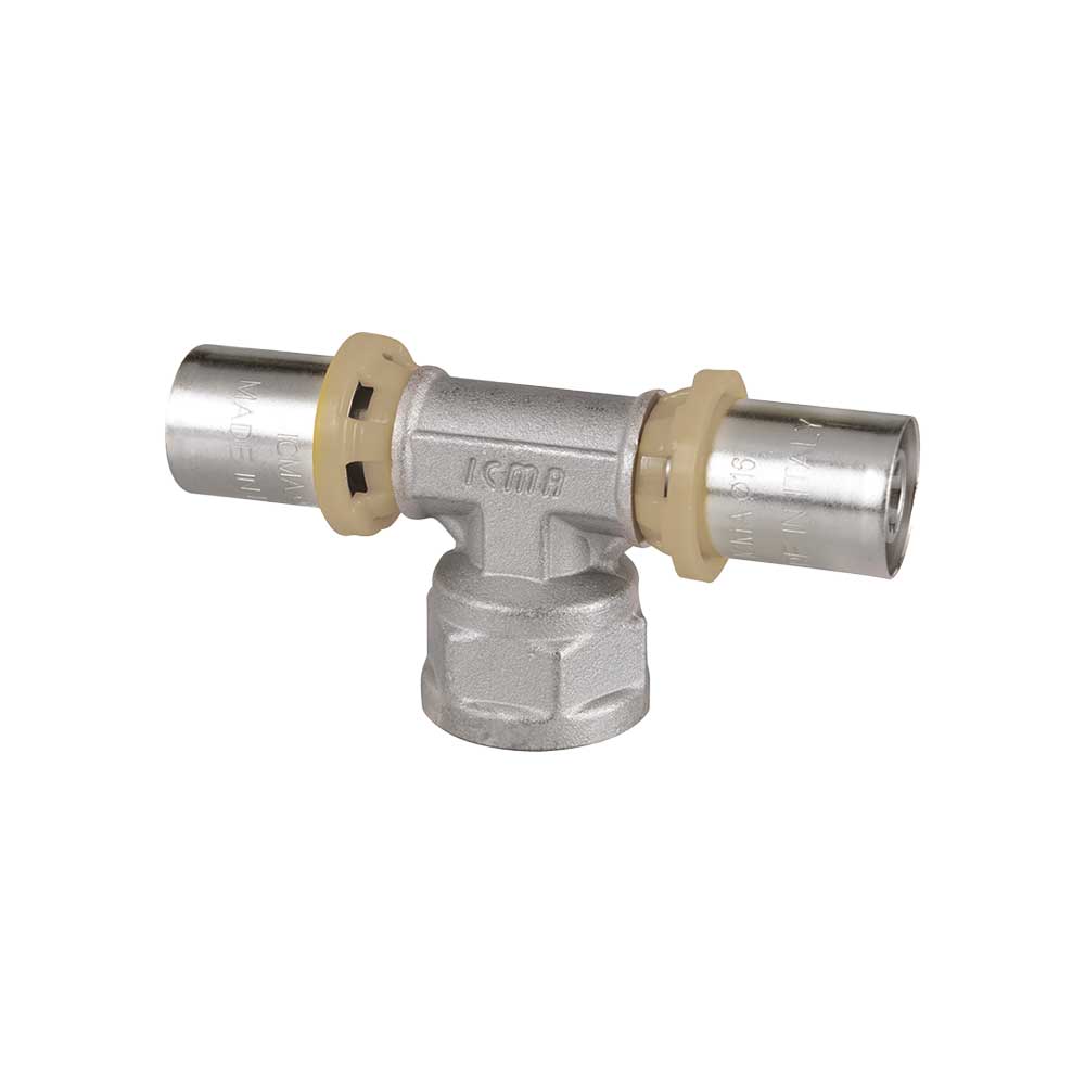 Tee femmina a pressare per tubo multistrato ICMA Ø16 x 1/2" x Ø16 - HD casa