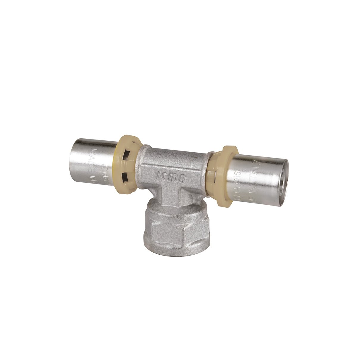 Tee femmina a pressare per tubo multistrato ICMA Ø16 x 1/2" x Ø16 - HD casa