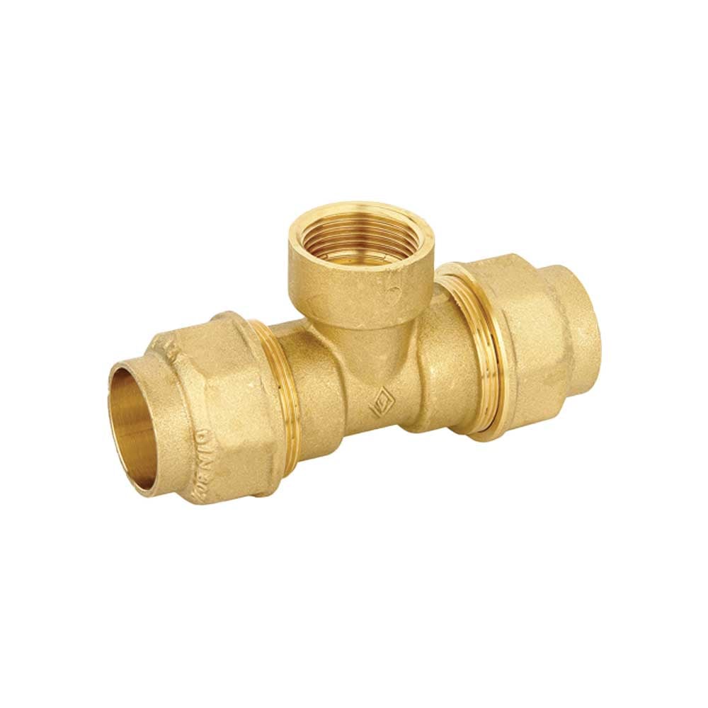 Tee femmina in ottone a compressione per tubo PE/PEHD/PEX Valvofit Ø63 x 2" f x Ø63 — Bugatti - HD casa