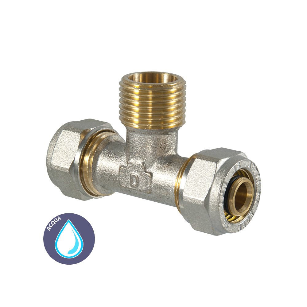 Tee maschio a compressione per tubo multistrato TDM Ø32 x 1" x Ø32 (3,0) mm - HD casa