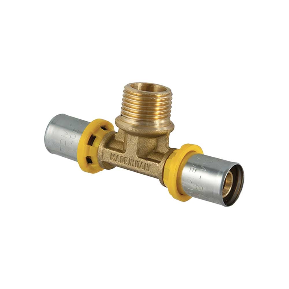 Tee maschio a pressare per tubo multistrato acqua e gas TDM Ø26 x 1" x Ø26 mm - HD casa