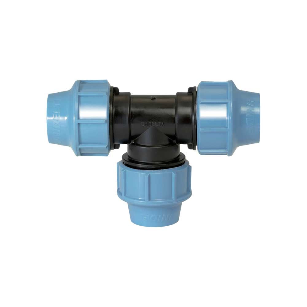 Tee triplo a compressione per tubo polietilene Unidelta Ø75 - PN16 - HD casa
