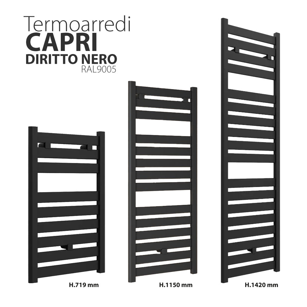 Termoarredo Capri diritto nero opaco H.1150 x L.500 x Int.450 — Lazzarini - HD casa