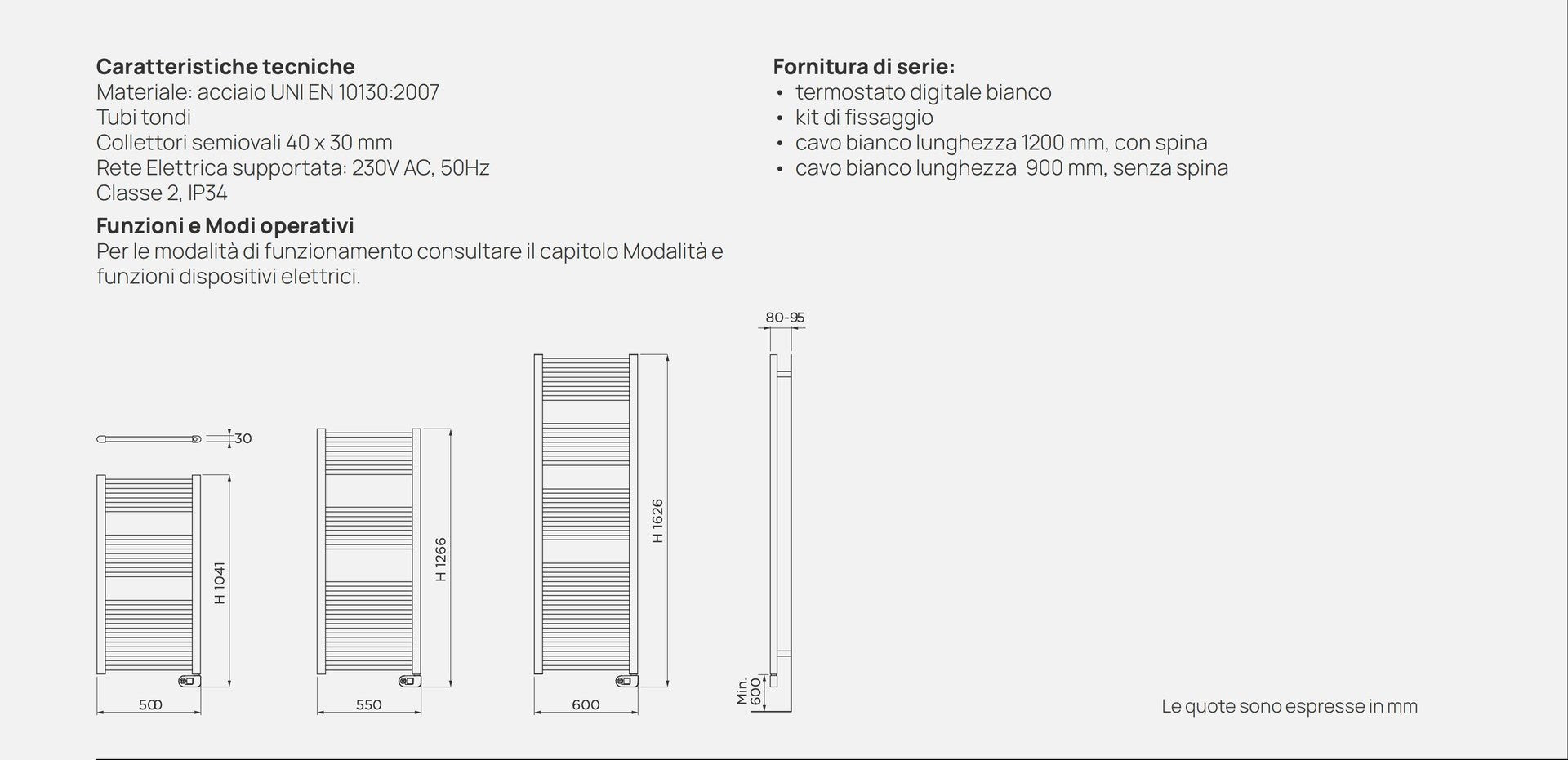 Termoarredo Elettrico De’Longhi Fantasia 1041x500 500W, Termostato Digitale Design Moderno con Tubi Tondi - HD casa