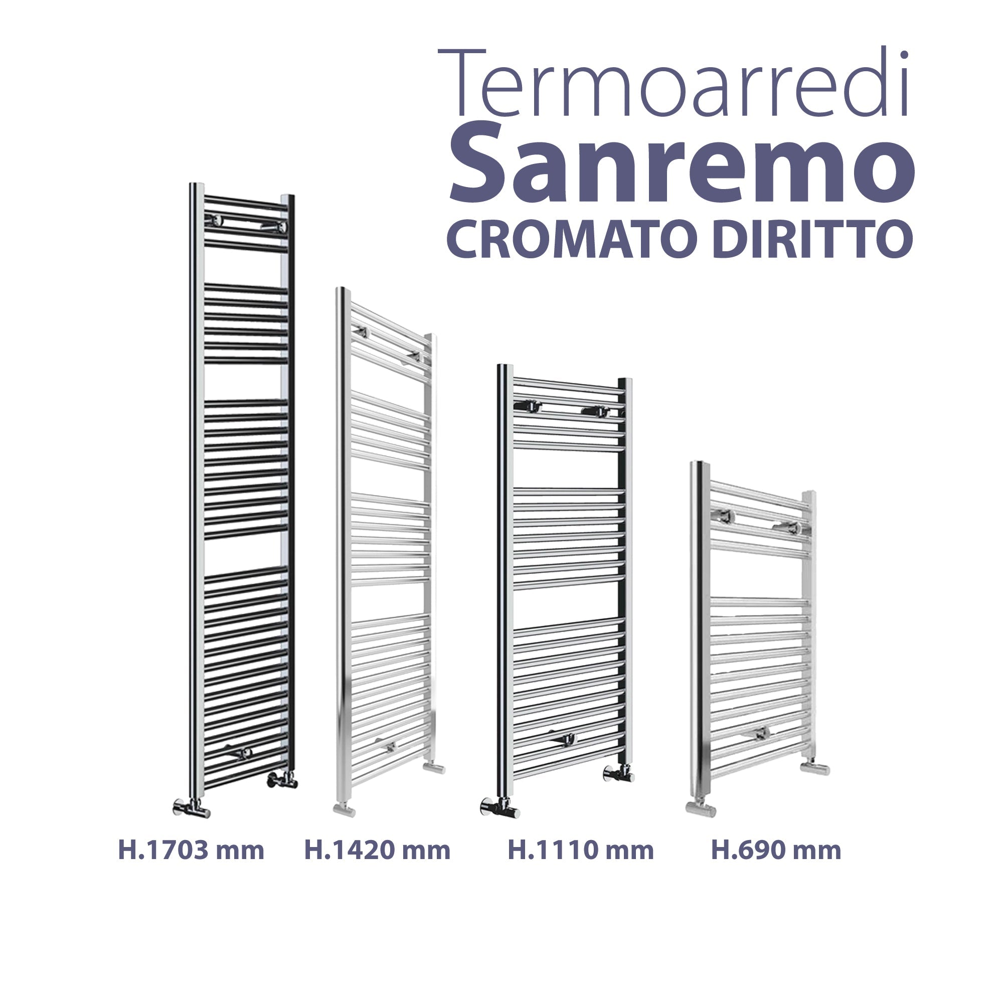 Termoarredo Sanremo diritto cromo H.690 x L.500 x I.450 — Lazzarini - HD casa