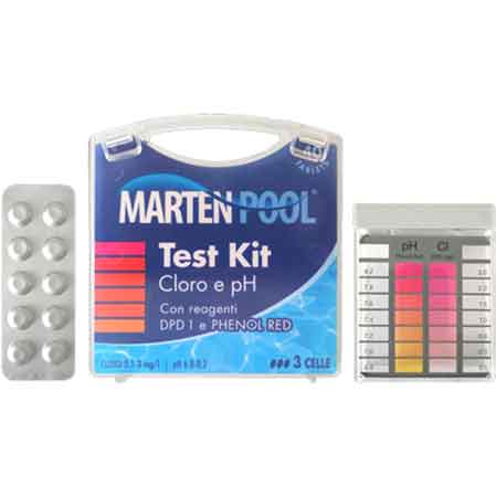 Test per piscine cloro e ph con reagenti e pastiglie 40 pastiglie — Marten - HD casa