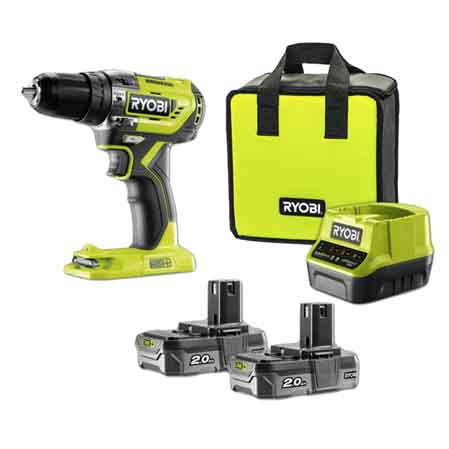 Trapano avvitatore a percussione a batteria brushless R18pd5-220s Ryobi 18V 2,0Ah - HD casa