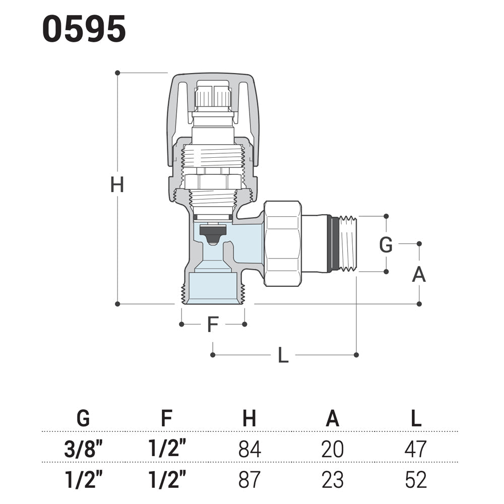 Valvola a squadra termostatizzabile attacco rame e multistrato serie universal 1/2" x 1/2" — SR - HD casa