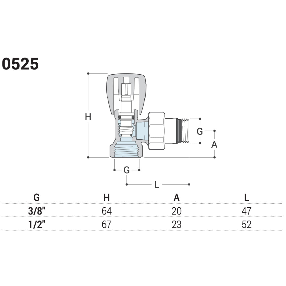 Valvola ad angolo attacco ferro serie universal 3/8" - 3/8" — SR - HD casa