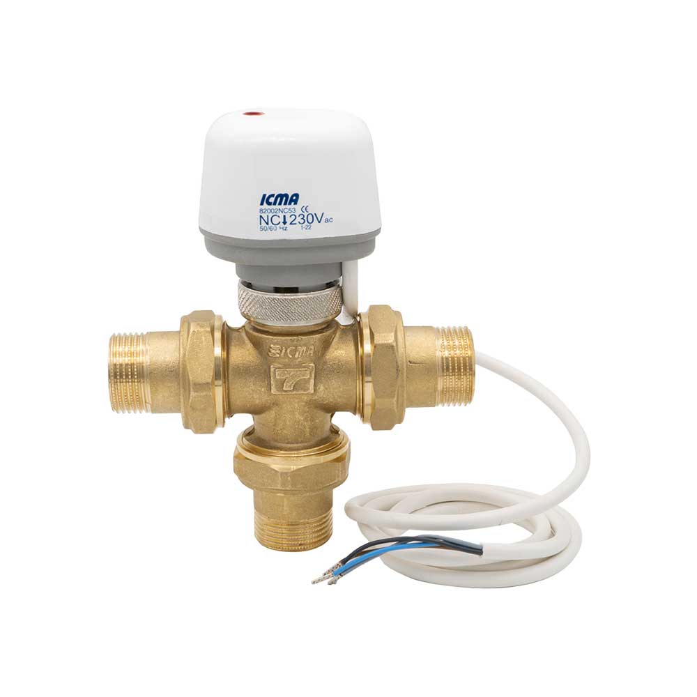 Valvola di zona 3 vie a pistone con attuatore elettrotermico ICMA 1" m - 230V - HD casa