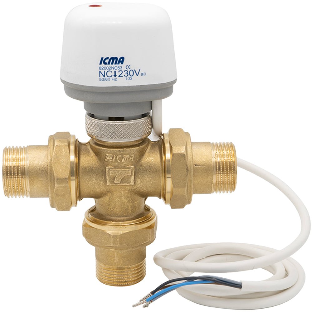 Valvola di zona 3 vie a pistone con attuatore elettrotermico ICMA 1" m - 230V - HD casa