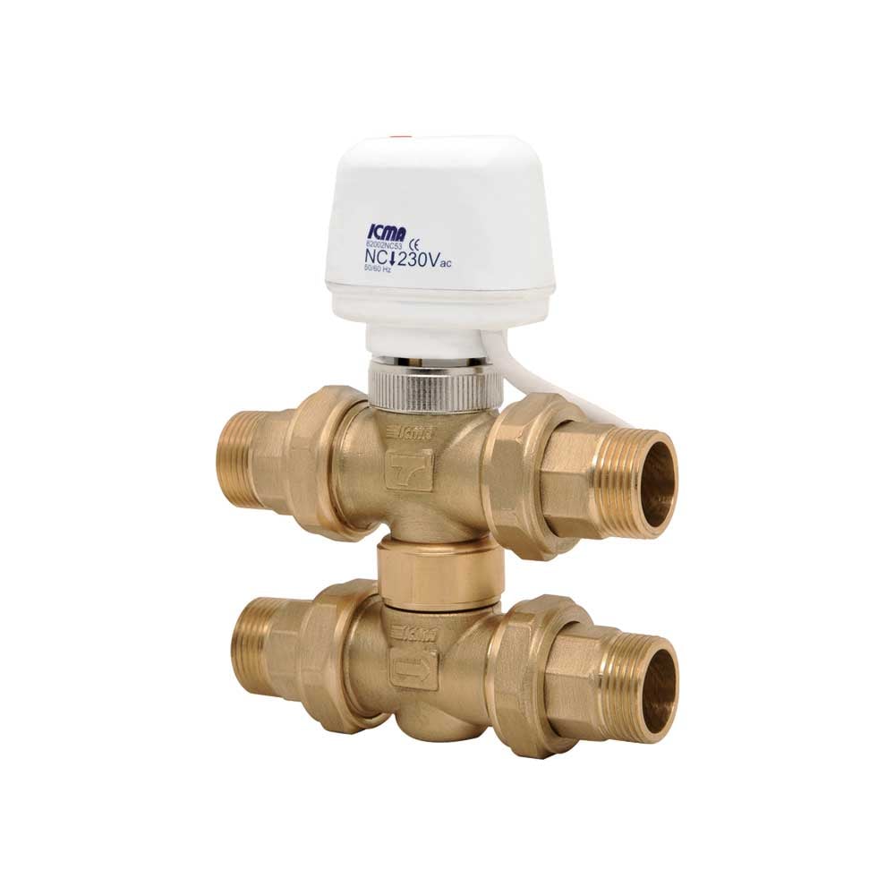 Valvola di zona 4 vie a pistone con attuatore elettrotermico ICMA 1" m - 230V - HD casa