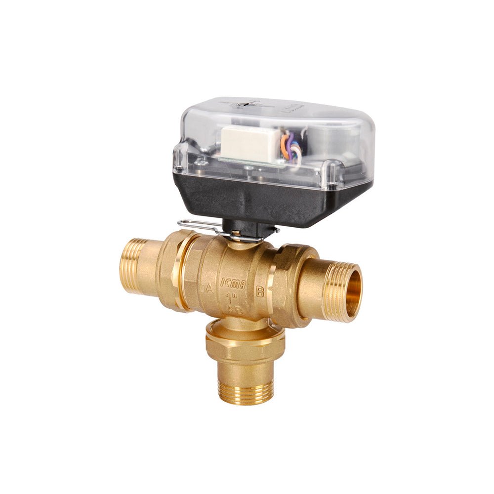 Valvola di zona a sfera motorizzata 3 vie con servocomando e rele ICMA 1"1/4 m - 230V - HD casa