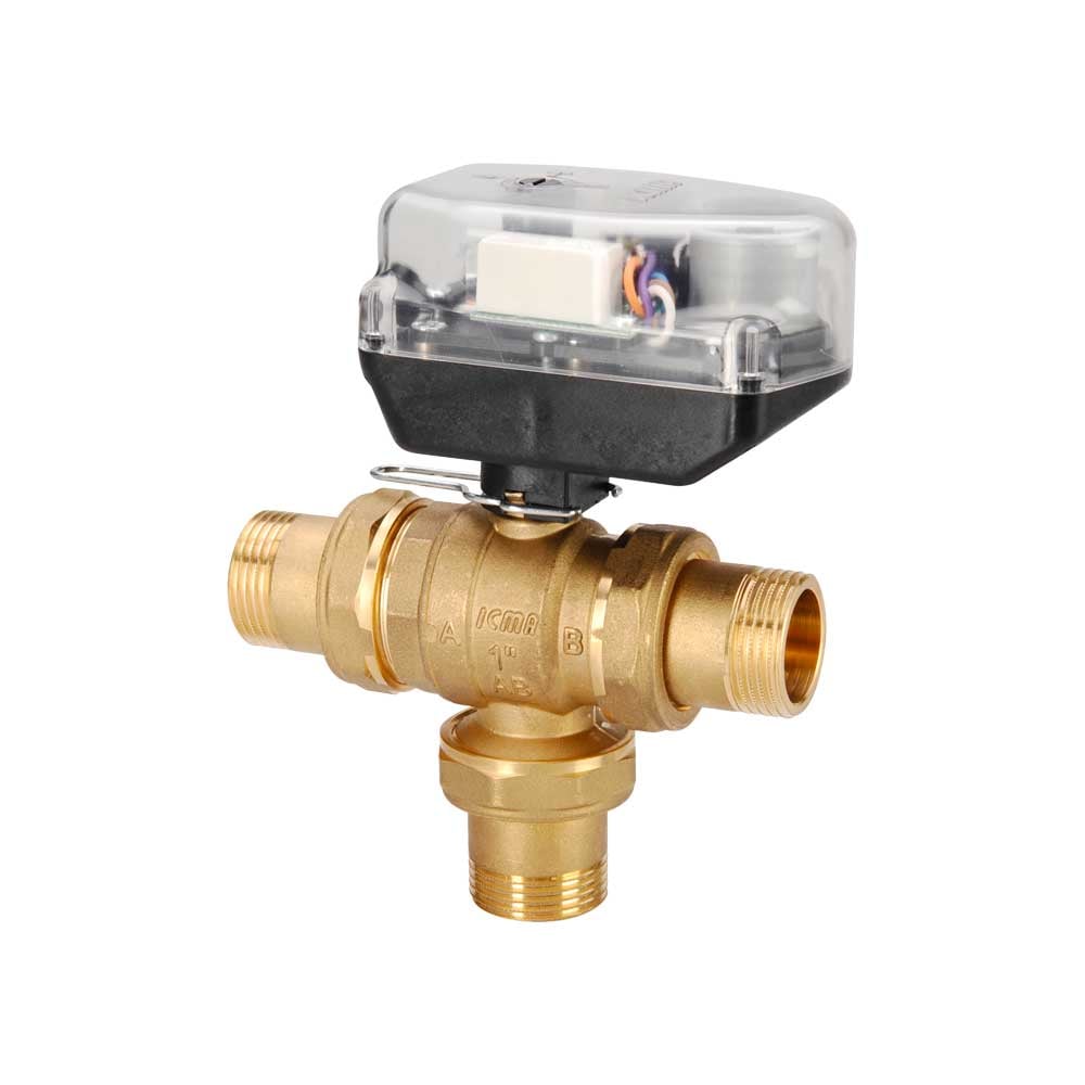 Valvola di zona a sfera motorizzata 3 vie con servocomando e rele ICMA 1"1/4 m - 230V - HD casa