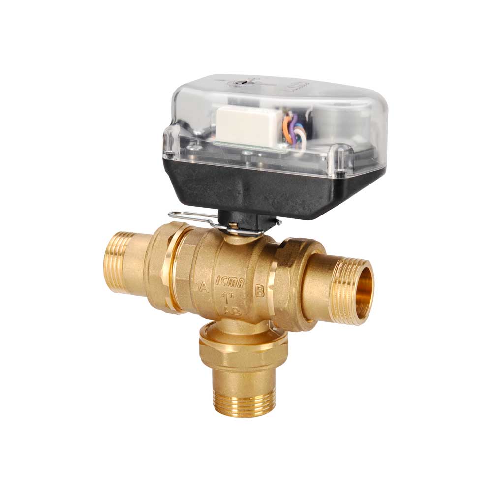 Valvola di zona a sfera motorizzata 3 vie con servocomando e rele ICMA 1/2" m - 230V - HD casa