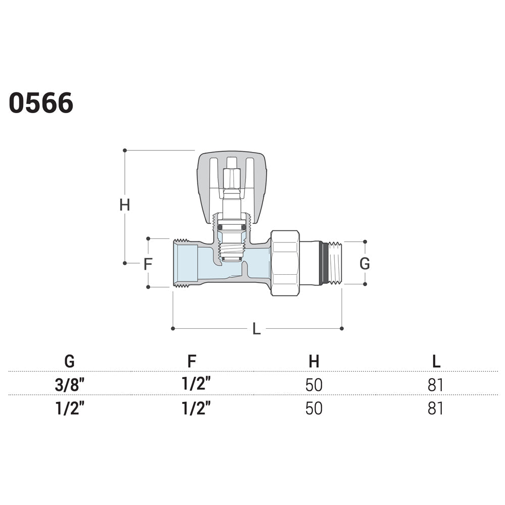 Valvola diritta attacco per tubo rame e multistrato serie UNIVERSAL" 3/8" x passo 1/2" — SR - HD casa
