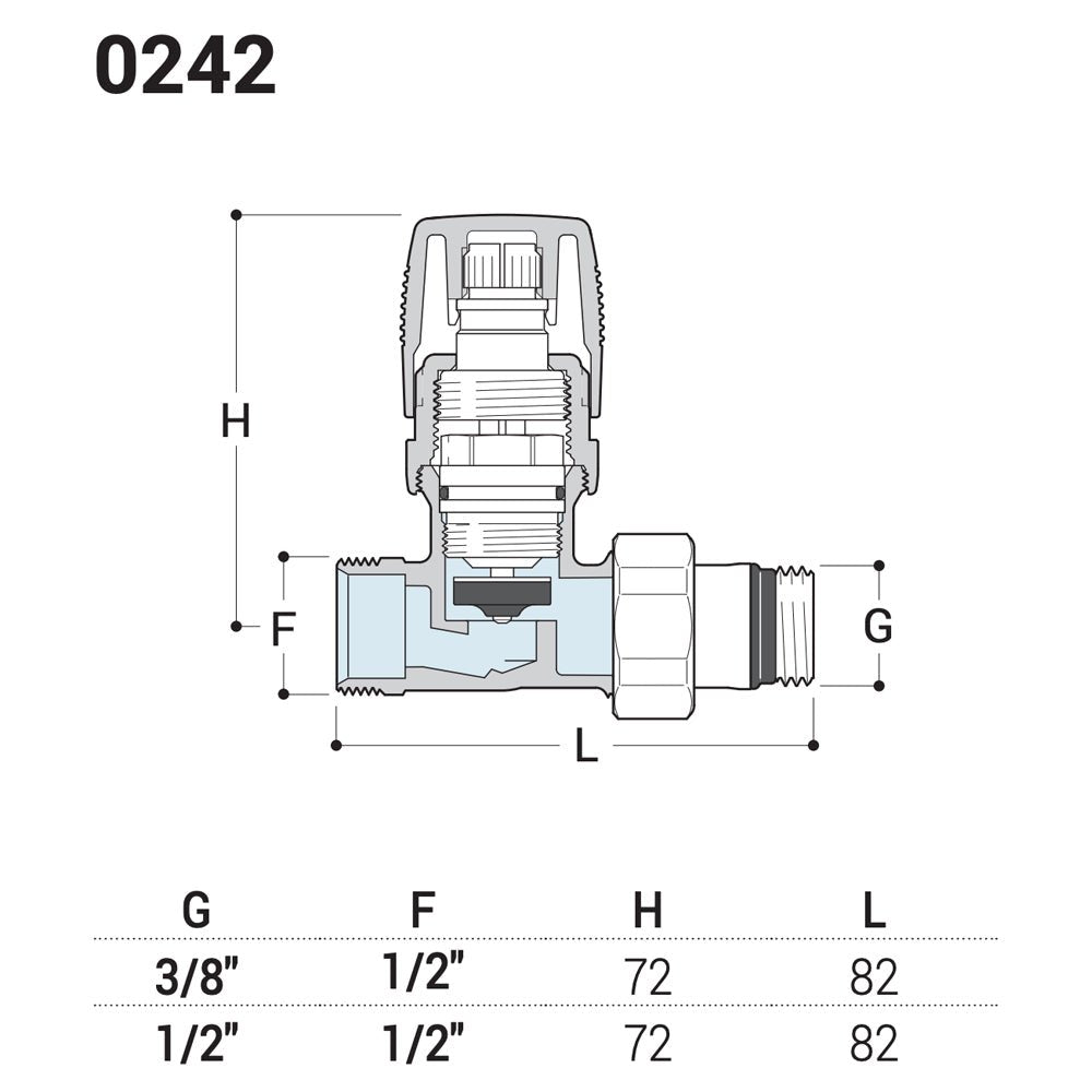 Valvola diritta termostatizzabile attacco per tubo rame e multistrato serie ITALIA" 1/2" x 1/2" — SR - HD casa