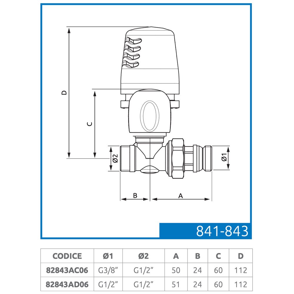 Valvola diritta termostatizzabile attacco rame, multistrato e PE-X Tulipano ICMA 3/8" x 1/2" - HD casa