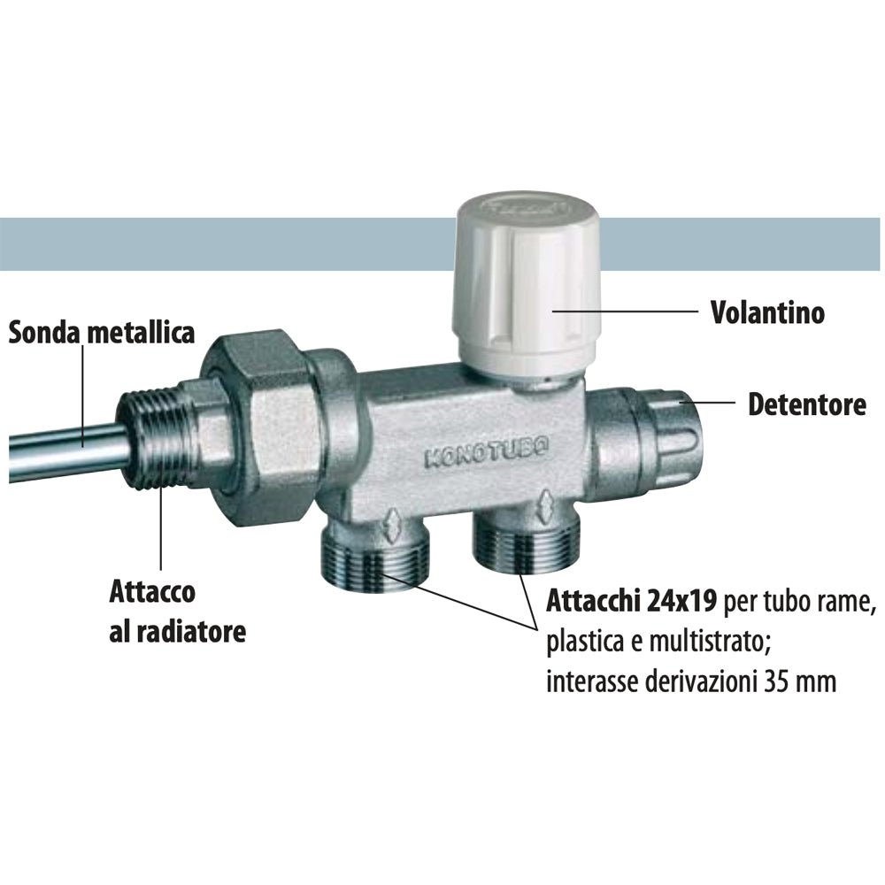 Valvola monotubo termostatizzabile con detentore FAR 1/2" - 24x19 - HD casa
