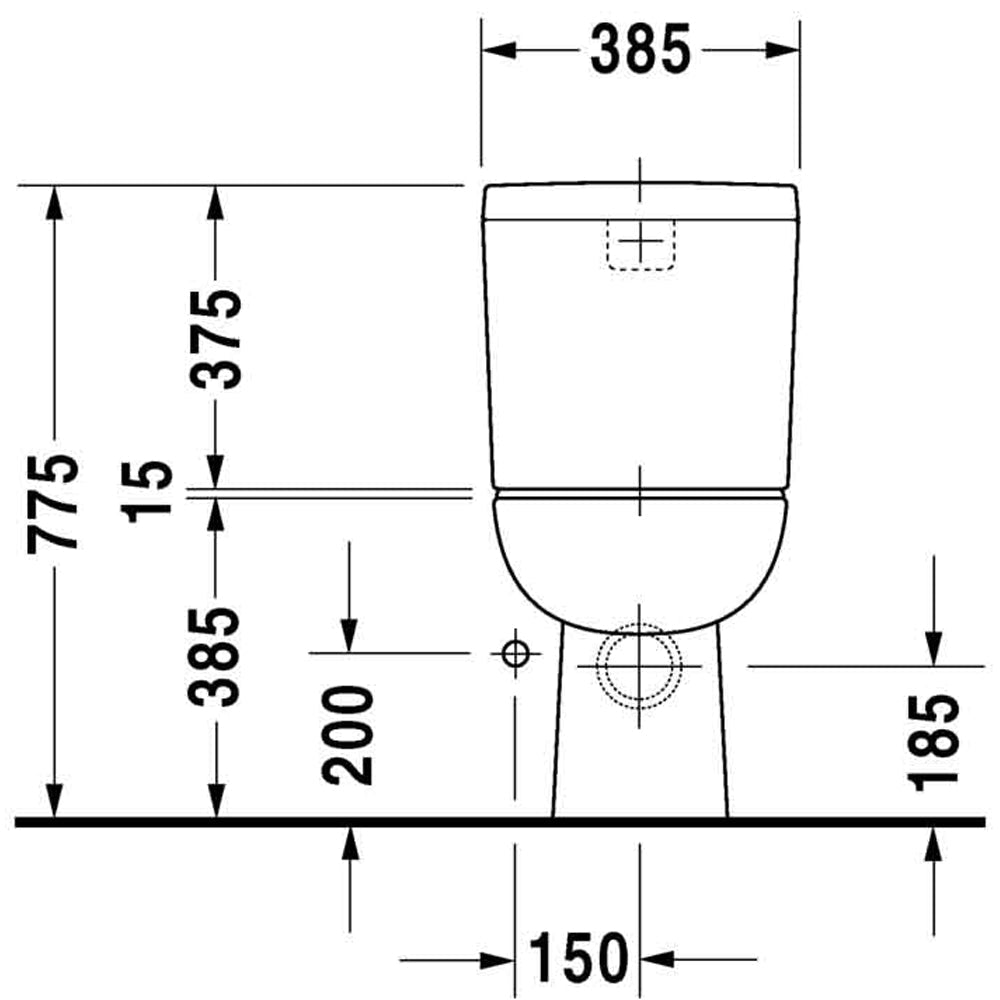 Vaso filo muro monoblocco D-code scarico universale 35x56 — Duravit - HD casa