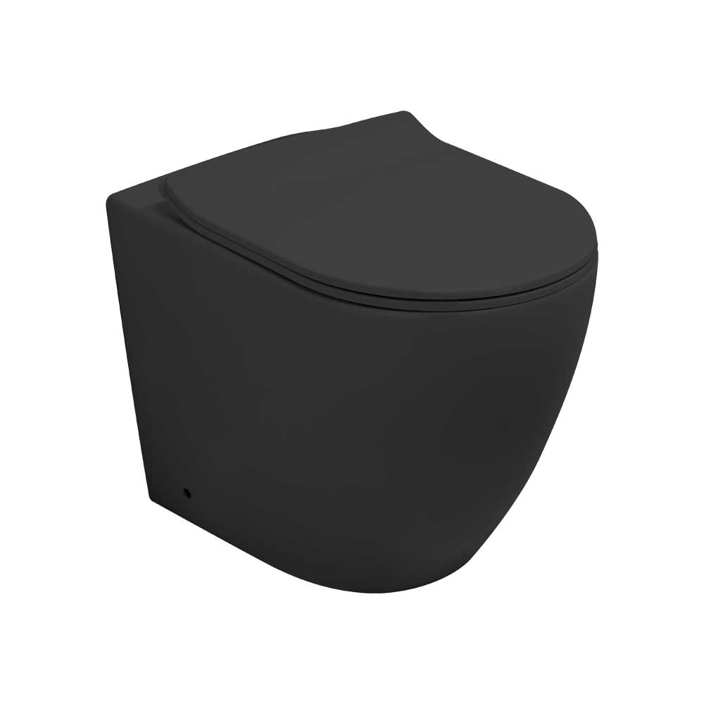 Vaso filo parete new ONE" rimfree nero opaco scarico universale — Mood Ceramic - HD casa
