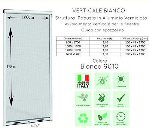 Zanzariera a rullo per finestra scorrevole verticale 100x170cm bronzo - HD casa